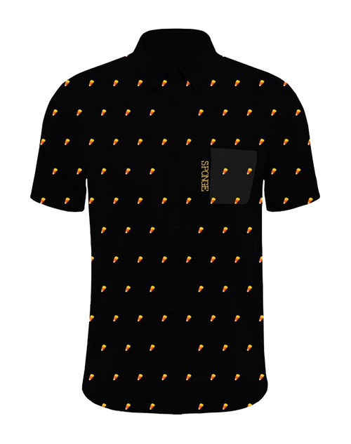 Short‑Sleeve Sponge Candy‑Corn Shirt (With Pocket + Logo on Pocket) 