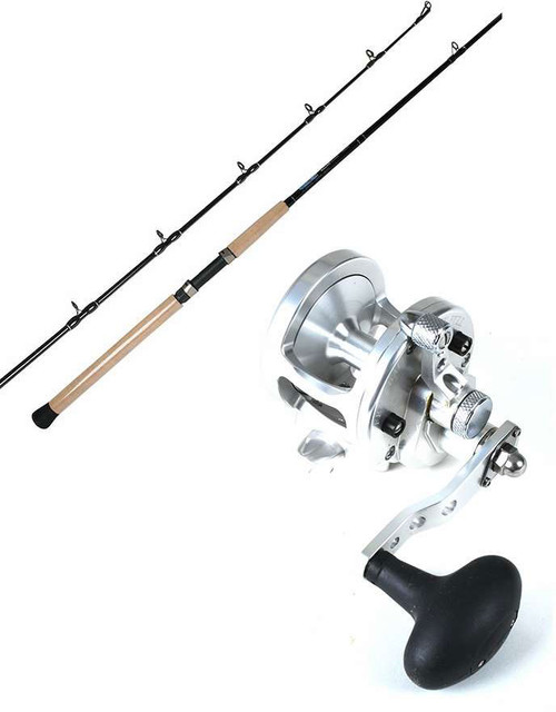 Avet MXJ 5.8 RH 1 Speed Reel / TackleDirect TDSSC701MHT Silver Hook Rod Combo Black