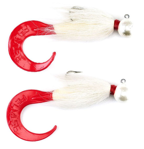 Felmlee Lures Sinking Bass Curltail - 4oz - White/Red