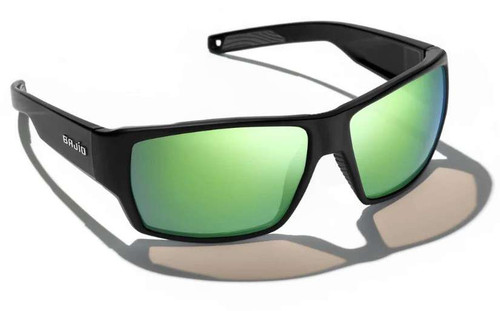 Bajio Vega Sunglasses - Black Matte Frame/Green Mirror Glass Lens