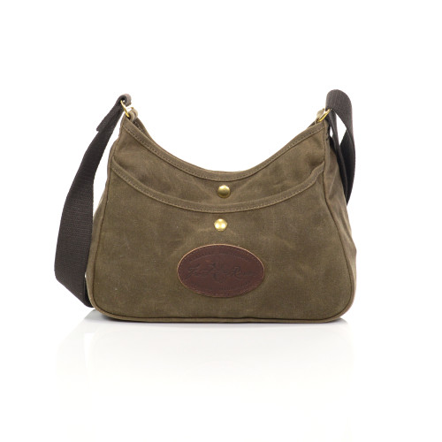 The cotton webbed shoulder strap on the large Crescent Lake 
Shoulder Bag adds comfort to this durable and strong bag.