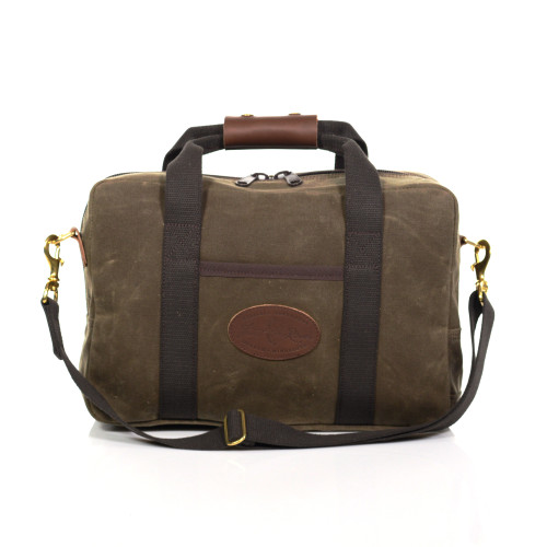 The Simple Brief by Frost River is made of waxed canvas, webbed cotton, and solid brass hardware. 