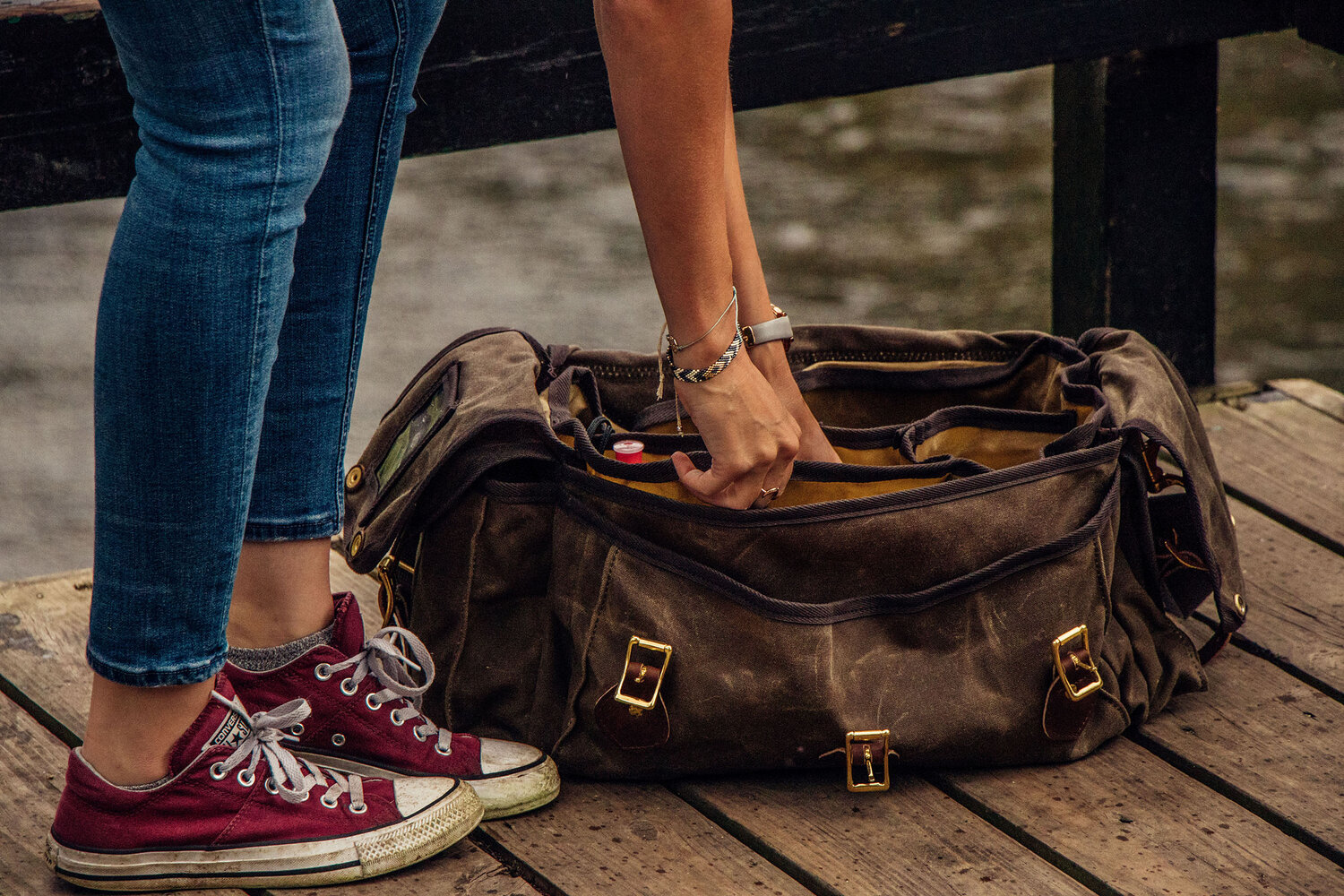 waxed canvas camera backpack