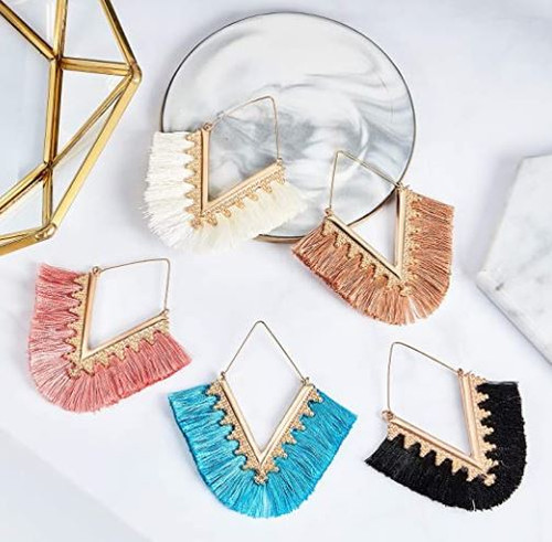 Tassel Bohemian Fringe V Dangle Earrings