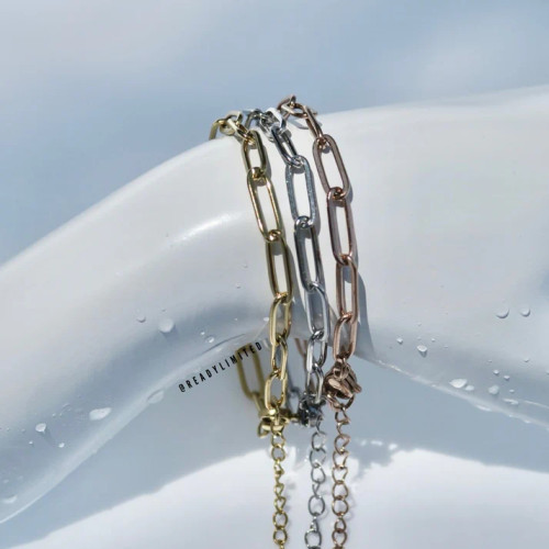 Dainty Paperclip Chain Bracelet Stainless Steel Plated