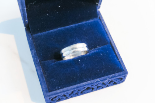 Two Finish Stainless Steel Double Ridged Ring