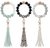 Stretchy Beaded Wristlet Keychain with Tassel