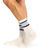Men's Cotton Rich Crew Sport Style Socks with Cushion Foot-  3 Pack- Rugby Stripe with Twist