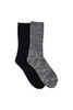 Men's Cotton Rich Crew Socks- Midweight Textured Rib - Salty & Black
