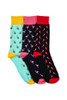 Men's 3 Pairs Cotton Rich Crew Socks - Flamingo, Pineapple & Chilli Gift Box