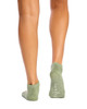 Women's Cotton Rich Yoga & Pilates Socks- 2 Pack- Open Toe Crossover & Cushion Sole with Non Slip -Sage Stripe