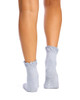 Women's Cotton Rich Quarter Crew Pilates Socks- 3 Pack - Cushion Foot, Frilled Top & Non Slip- Blush
