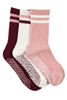 Cotton Retro Grip Socks -3 Pack- Cushion Sole -Berries & Cream