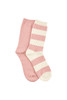 Women's Winter Weight Crew Socks - 2 Pack- Butter Soft Textured Waffle - Blush Pink & Cream