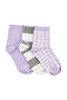 Women's Cotton Rich Quarter Crew Socks- 3 Pack- Gingham, Block Stripes & Spots