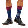 Men's Fine Cotton Fashion Socks - Burgundy Stripes