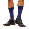 Men's Fine Cotton Fashion Socks - Manhatten Navy Stripe