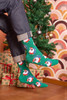 Men's Fine Cotton Fun Crew Socks - Surfing Santa