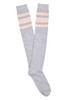 Women's Fine Cotton Over the Knee Socks- Grey Marle Stripe