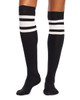 Women's Fine Cotton Over the Knee Socks- Black Stripe (Buy any 3 pairs, only pay for 2)
