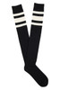 Women's Fine Cotton Over the Knee Socks- Black Stripe