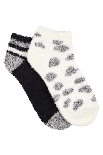 Women's Fluffy Low Cut Sleep socks - 2 Pack - Snow Leopard