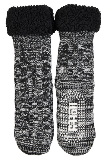 Men’s Hotty™ Faux Sherpa Lined Cable Knit Slipper Socks with Non Slip Sole