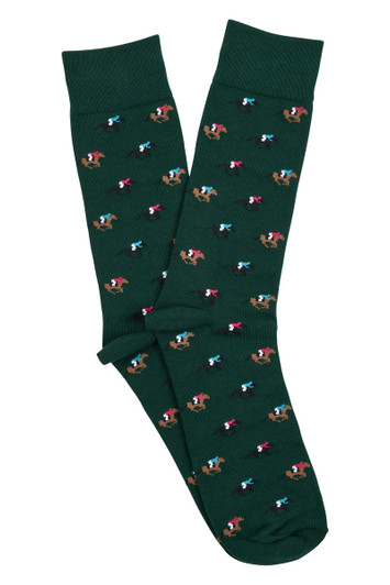 Men's Cotton Rich Crew Socks- Horse Racing