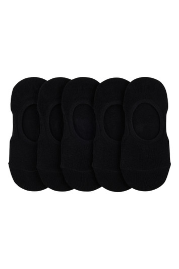 Women’s Fine Cotton No-Show Conceal Socks - 5 Pack-Black