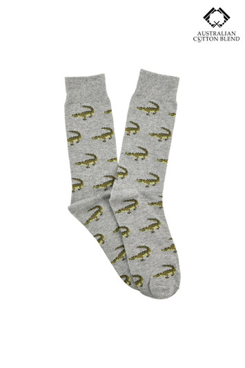 Men's Australian Cotton Rich Crew Socks - Crocodile