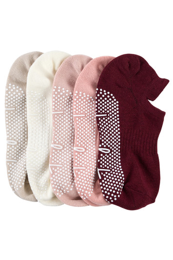 Cotton Grip Socks - 5 Pack- Lightweight- Berries & Cream