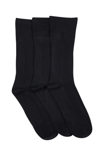 Men's Top to Toe Bamboo - Lightweight Rib Socks - 3 Pack- Black