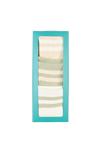 Women's Cotton Crew Pilates Socks 3 Pack - Botanic Neutral Gift Box