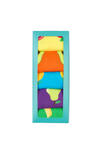Men's Cotton Crew Novelty Socks 5 Pack - Fruit Gift Box