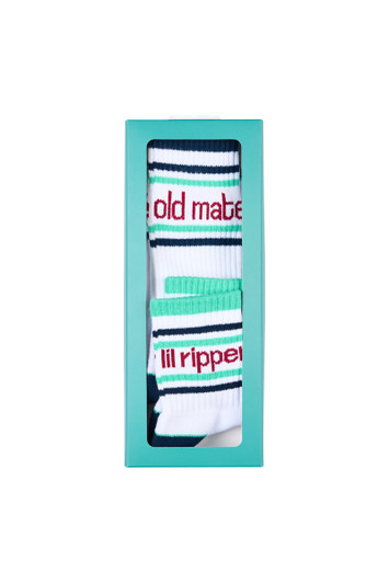 Dad & Me Cotton Crew Sport Socks with Cushion Foot 2 Pack-  Lil Ripper & Old Mate Gift Box