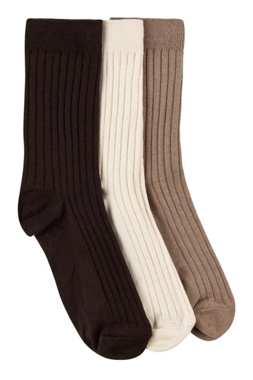 Men's High % Cotton Socks - Pack 3- Caffe Latte & Chocolate