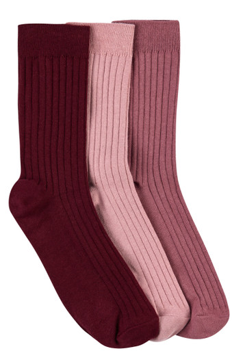 Men's High % Cotton Socks - Pack 3- Cherry Rose