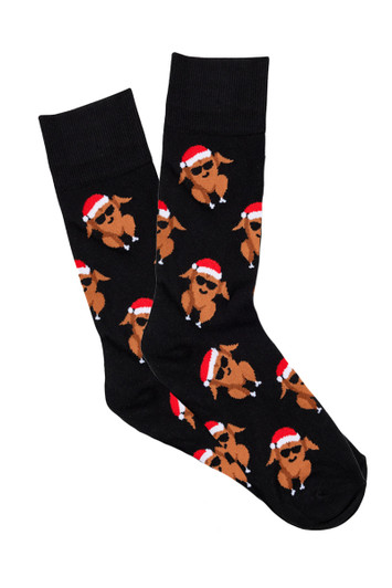 Men's Fine Cotton Fun Crew Socks - Christmas Turkey