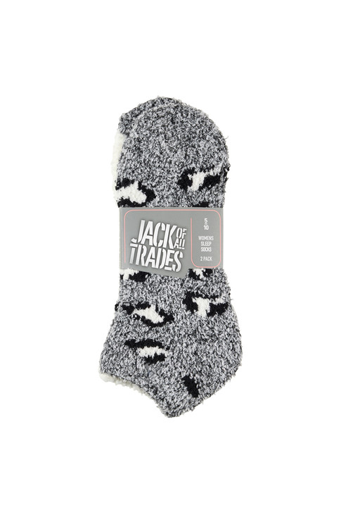 Women's Fluffy Low Cut Sleep Socks - 2 Pack - Leopard