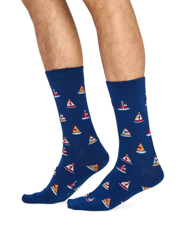 Men's Cotton Rich Crew Socks- Sailing