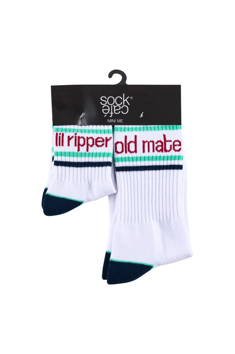 Dad & Me Cotton Crew Sport Socks with Cushion Foot- 2 Pack-  Lil Ripper & Old Mate
