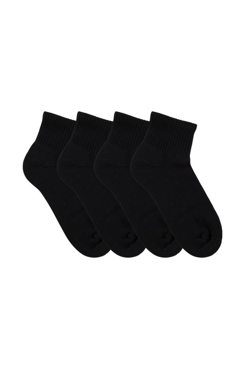 Men's Combed Cotton Quarter Crew Cushioned Sole Socks - 4 Pack - Black (Buy any 4 packs of 4, only pay for 3)