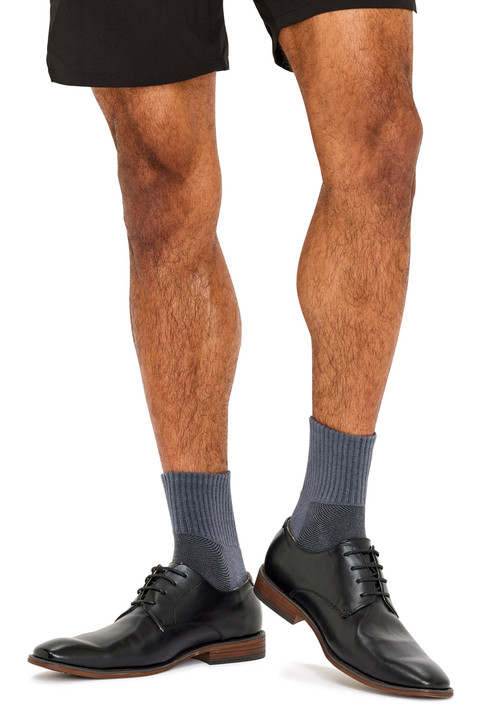 Tough Quarter Crew Cushion Foot Socks - 3 Pack- School Grey