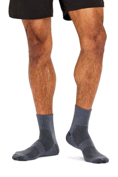 Tough Quarter Crew Cushion Foot Socks - 3 Pack- School Grey