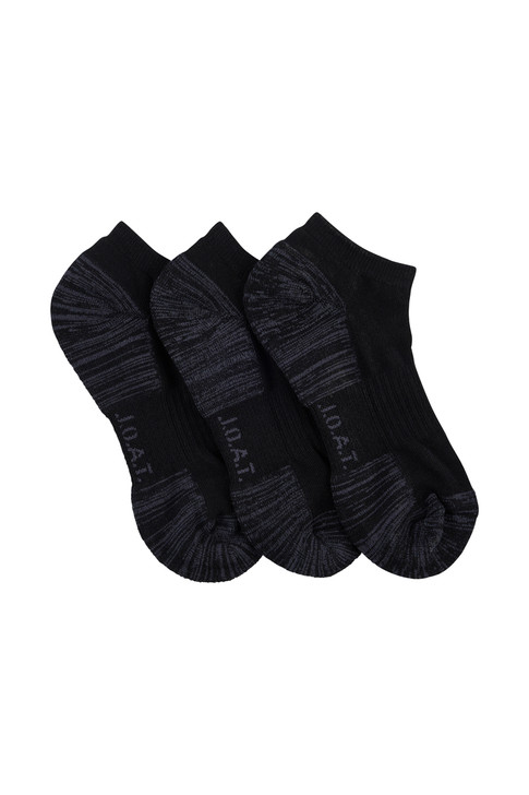 Women's Cotton Ankle Action Socks with Arch Support - 3 Pack- Black