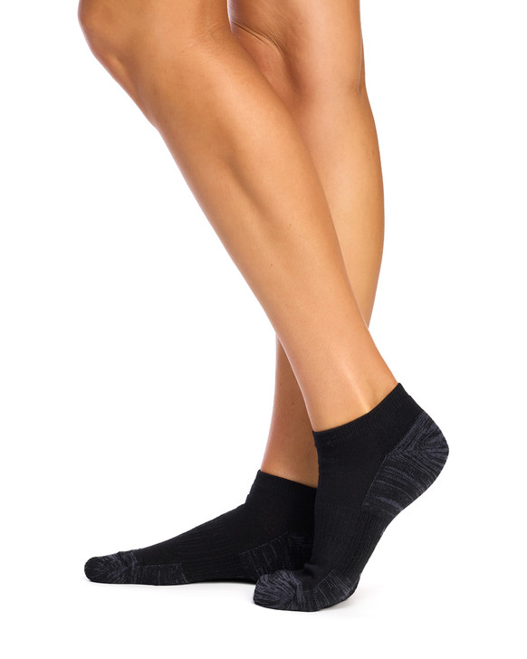 Women's Cotton Ankle Action Socks with Arch Support - 3 Pack- Black