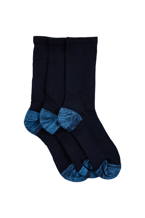 Cotton Top to Toe Comfort - 3 Pack- Cushion Sole-  Navy