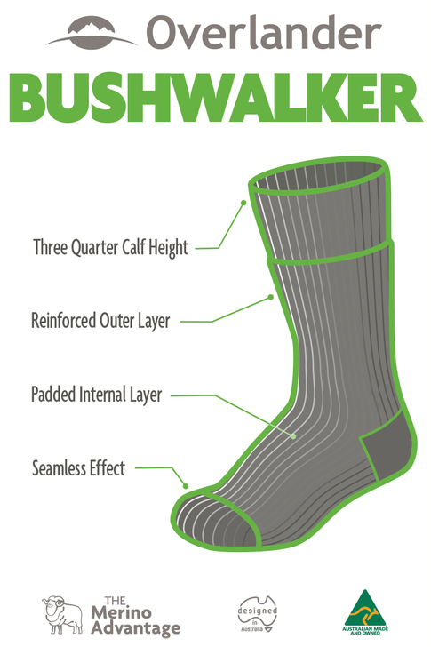 Women's Overlander® Bushwalker Socks - Australian Made- True Blue