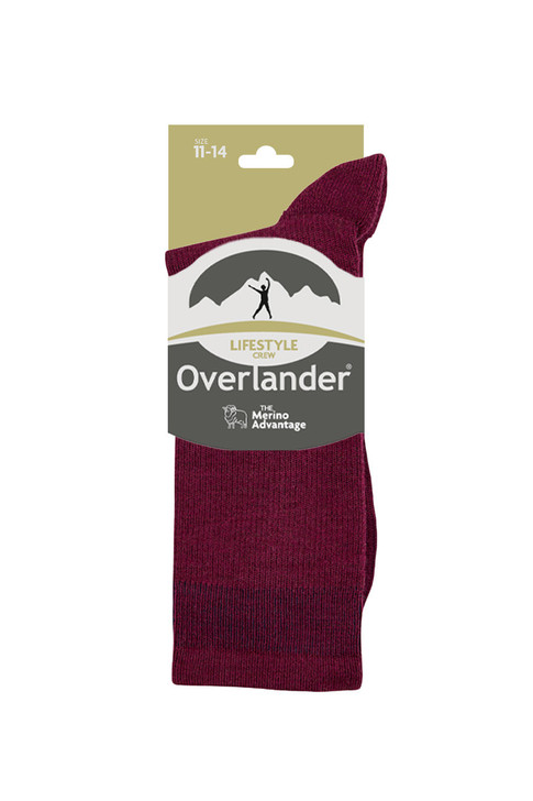 Women's Overlander® Merino Wool Lifestyle Crew Socks- Burgundy Melange