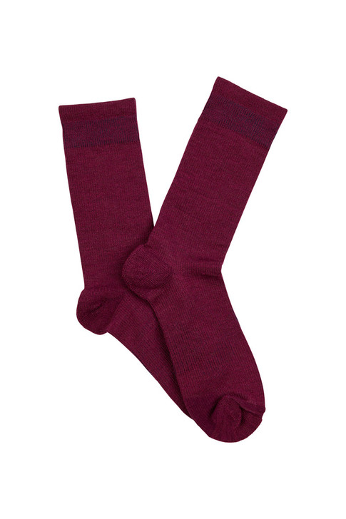 Women's Overlander® Merino Wool Lifestyle Crew Socks- Burgundy Melange
